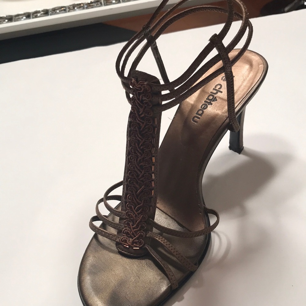 Le Château vintage high heels sandals, bronze, 8.5